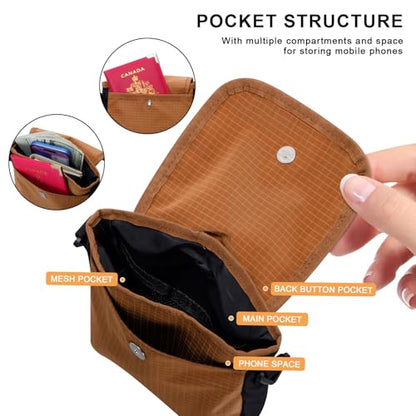 HUA ANGEL Small Crossbody Bag for Women, Phone Lanyard for Women/Men, Cell Phone Purses with Detachable 6-Layer Card Holder - color: Orange