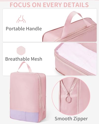 11-Piece Expandable Compression Packing Cubes, Travel Luggage Organizers Set for Suitcase, Lightweight Fabric Packing Bags for Travel Essentials Pink - color: Pink