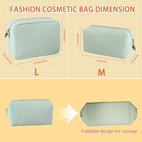 2pcs Makeup Bag Travel Toiletry Bag for Women Lightweight Make Up Bag Purse Organizer Pouches Large Cosmetic Bag Small Makeup Pouch Medicine Bag Travel Essentials for Women Green - color: green