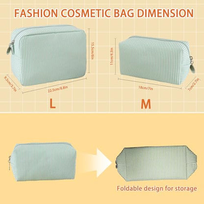2pcs Makeup Bag Travel Toiletry Bag for Women Lightweight Make Up Bag Purse Organizer Pouches Large Cosmetic Bag Small Makeup Pouch Medicine Bag Travel Essentials for Women Green - color: green