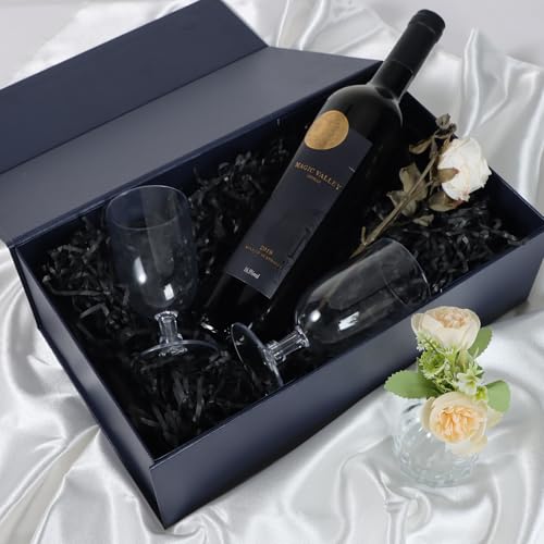 LFBOX Navy Blue Gift Box with Magnetic Lids 13.8x8.3x4.4 in, Bridesmaid Groomsman Proposal Box, Large Rectangle Storage Box 5 Pack - color: Navy Blue, size: 1 count (Pack of 5)