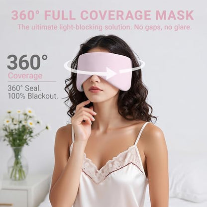 Soft Reversible Cotton Eye Mask for Sleep, Ballet Pink Adjustable and Breathable Design, Lightweight Full-Cover Blindfold for Travel & Nap, Holiday Gift Set for Women Men Adults Couples - color: Ballet Pink