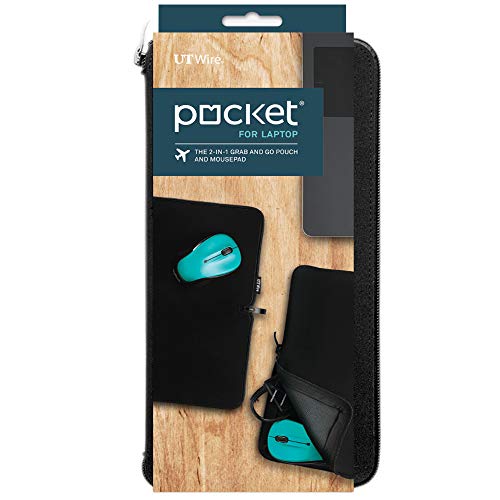 UT Wire Pocket for Laptop 2-in-1 Mouse Pad and Charger Zipper Pouch for Travel, School, Office on the Go, 1 Pack - size: 10.5 x 5.5 inch