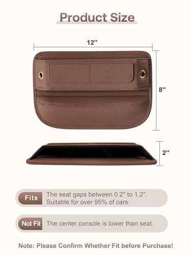 Universal Fit Premium Leather Car Seat Gap Filler Organizer, Center Console Organizer with Card Slots, Clever Gifts for Car SUV Truck Owners (Brown, 2 Pack) - color: 04 Brown, 2 Pack