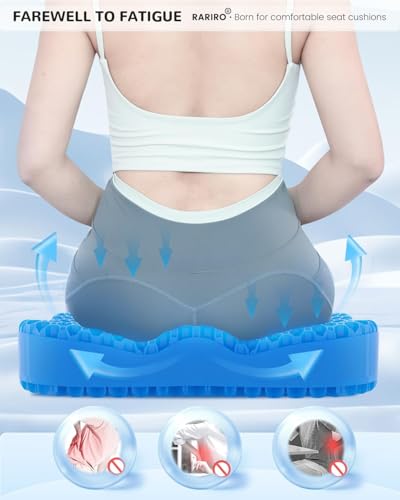 Thickened Gel Seat Cushion, Egg Gel Chair Pads for Wheelchair Pressure Coccyx Sciatica Pain Relief, Cooling Desk Seat Cushion for Kayak, Car, Office Chair Long Sitting[Blue-2.75"] - color: Blue, size: 16.9*14.5*2.75in
