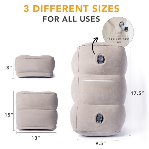LoftyRest Inflatable Foot Rest Pillow for Travel- Kid-Friendly Bed Design for Airplane Travel - 3 Adjustable Heights - 3 Pockets - Airplane, Car, Train, & Home - Ensures Restful Flight for Kids/Adults