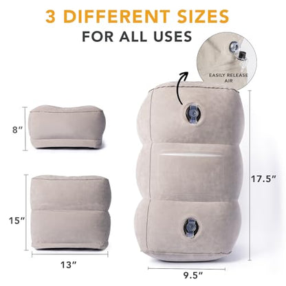 LoftyRest Inflatable Foot Rest Pillow for Travel- Kid-Friendly Bed Design for Airplane Travel - 3 Adjustable Heights - 3 Pockets - Airplane, Car, Train, & Home - Ensures Restful Flight for Kids/Adults