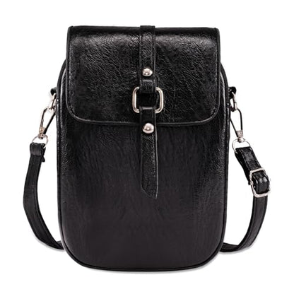 Small Crossbody Bags for Women, Vegan Leather Messenger Bag Anti Theft, Shoulder Bag with Card Slots - color: Oil Black