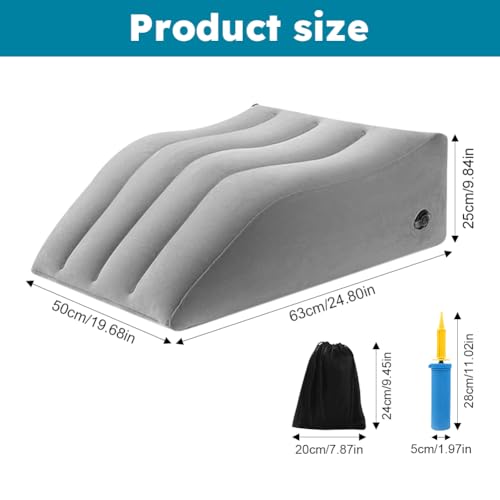 Leg Elevation- Pillows for After Surgery, Inflatable Wedge Pillows for Sleeping, Swelling, Circulation, Bolster Pillow Pain Reliefs for Legs Back for Pregnant, Surgery and Injury(grey,Size:as shown)