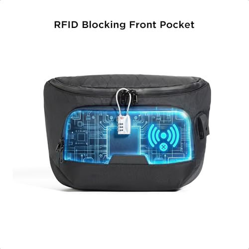 ALPAKA Bravo Sling Max, 8L RFID-Blocking Sling Laptop Bag for Men with Maglockz Buckle, Lockable Zips & External USB Port - color: Black