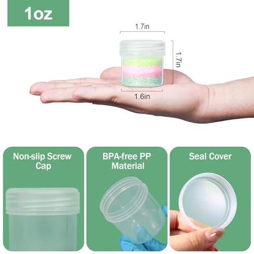 TSA Approved Wide Mouth Travel Size Containers, PP Clear & White Leak Proof Travel Plastic Jars with Lids for Creams Lotion Cosmetic, Jewelry Beads, Sample, Small Items Storage (1 oz, 8 Pcs) - color: Clear + White, size: 1 oz