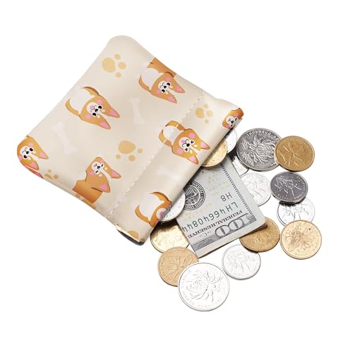 Travelambo Leather Squeeze Coin Purse Pouch Change Holder For Men & Women - color: Orange Fox