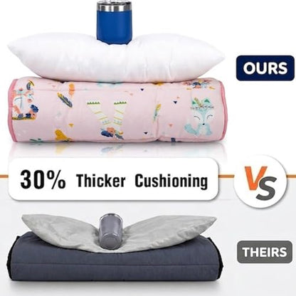 Primlect Thickened Toddler Nap Mat with Removable Pillow and Minky Blanket, Extra Large 55''x35'' Sleeping Bag, Washable, Roll up, Perfect for Daycare, Preschool, Kindergarten, Boys and Girls Pink Fox - color: Pink Fox