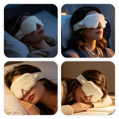 Original Sheep Sleep Mask Soft Light Blocking Eye Mask White Adjustable Elastic Rest Eye Cover Quiet Buckle Comfort Eye Shade for Home Travel School - color: White