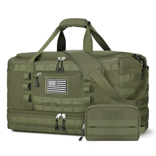 ETRONIK Travel Bag for Men Women, Gym Bag & Tactical Duffle Bags for Travel, Carry on with Toiletry Bag and Shoe Compartment, Weekender Overnight Trip with Wet Pocket for Workout Medical, Green - color: Green, size: Medium