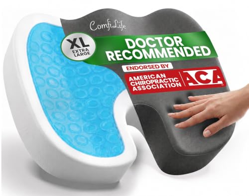 ComfiLife Extra Large Gel & Memory Foam Seat Cushion - Doctor Recommended Office Chair Cushion, Car Seat Cushion - Back & Sciatica Pain Relief - Wide Seat Cushion for Big & Tall (Charcoal) - color: Charcoal, size: X-Large