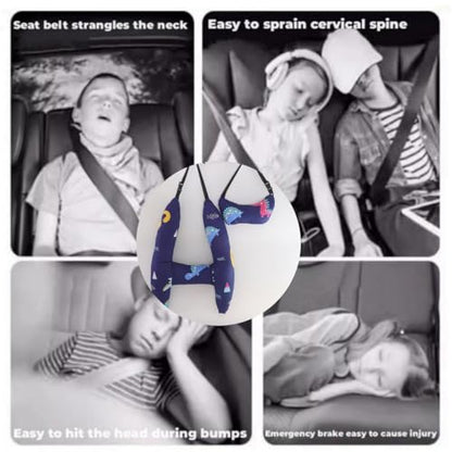 H-Shaped Car Travel Pillow Headrest Set for Kids & Adult-Adjustable Car Seat Pillow, Soft Ergonomic Neck Head Support Sleeping Cushion for Long Distance Travel - color: H-shape Pillow+head Pillow-dark Blue