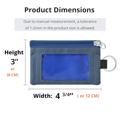 RFID Blocking Travel Wallet with Adjustable Lanyard, Small Nylon Zipper Pouch and Badge Holder for ID, Credit Cards, Cash, Keys, Commuters (Blue+SlateBlue) - color: Blue+Slate Blue