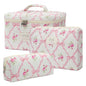 honitty Makeup Bag,Quilted Cosmetic Bag,Large Floral Make Up Bag for Women,Cotton Makeup Bag Set,Flower Travel Toiletry Bag - color: Pink Bow