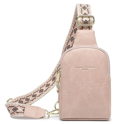 Haytijoe Small Anti Theft Crossbody Bag for Women Faux Leather Lightweight Sling Bags RFID Blocking Fanny Pack for Travel - color: Pink Light