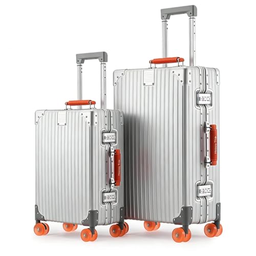 Aluminum Luggage Set（20/28）– 2026 Upgrade Zipperless Suitcase with TSA Lock, 360° Silent Spinner Wheels – Premium Aluminum-Magnesium Alloy Suitcase for Modern Travelers - color: Orange, size: 2 Piece Set (20/28 Inch)