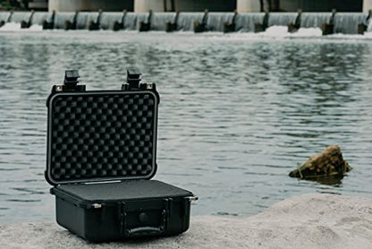 MEIJIA Portable All Weather Waterproof Protective Case,Hard Case,Camera Case With Customized Fit Foam,Fit Use of Drones,Camera,Equipments,Pistols,Elegant Black,13.35 x11.63x5.98inches - color: black