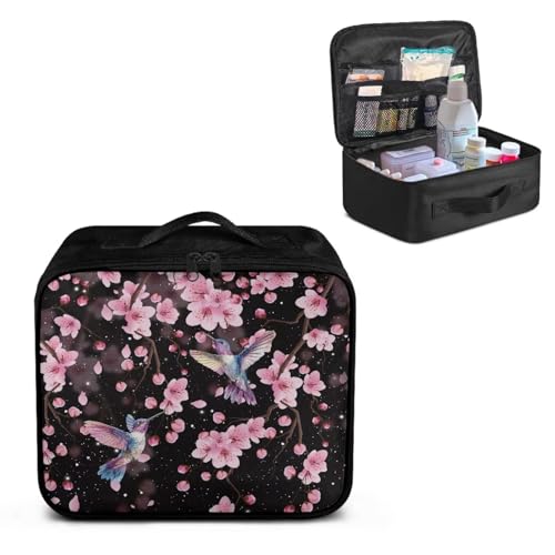 Empty First Aid Bag Hummingbird Floral Medical Bag Empty Large Capacity for Home Office and Travel Use Lightweight Washable Soft Fabric - color: Hummingbird Floral