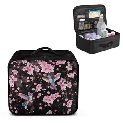 Empty First Aid Bag Hummingbird Floral Medical Bag Empty Large Capacity for Home Office and Travel Use Lightweight Washable Soft Fabric - color: Hummingbird Floral