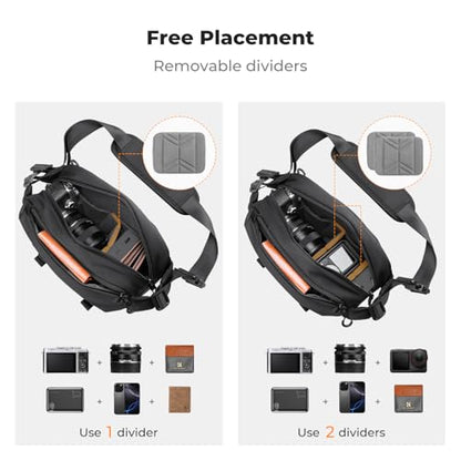 K&F CONCEPT Camera Sling Bag Crossbody Bag Waterproof Camera Shoulder Backpack DSLR/SLR/Mirrorless Camera Case - color: 14 Black Small