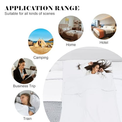 Sleeping Bag Liner,Travel Sheet & Adult Sleep Sack, Camping Sheets Travel Sleep Sack for Backpacking,Hotels & Hostels -Lightweight Single &Double Travel Sheet Camping Sheets - color: Single White
