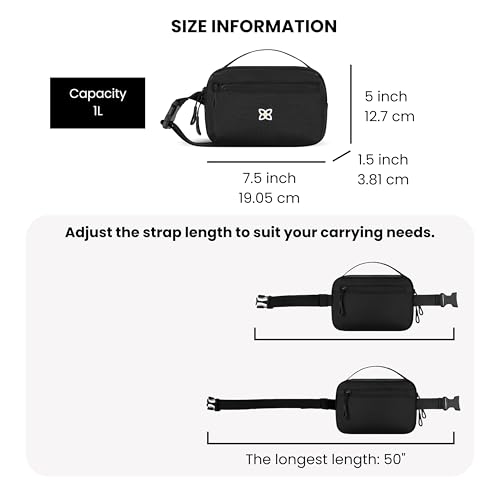 Sherpani Hyk, Small Sling Bag, 1L Belt Bag, Lightweight Travel Fanny Pack, Sling Crossbody Purse with RFID Blocking - color: Raven - Heritage