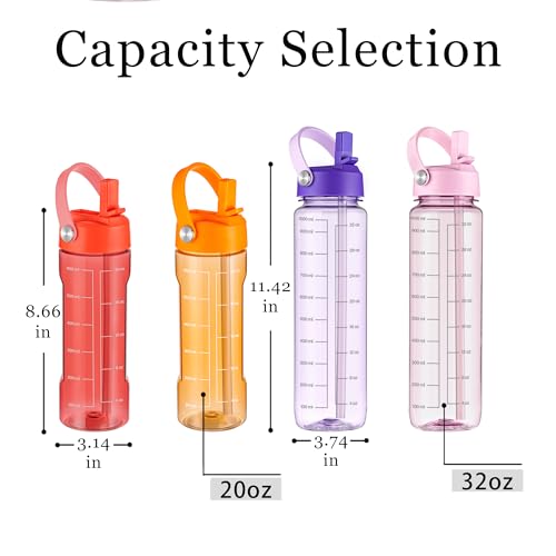 GOPPUS 20oz Clear Water Bottle with Flip Straw, Lightweight, Leakproof, Easy Carry and BPA-Free, Tritan Water Bottlefor Sport, Travel, Outside (Red) - color: Red, size: 20 Ounces