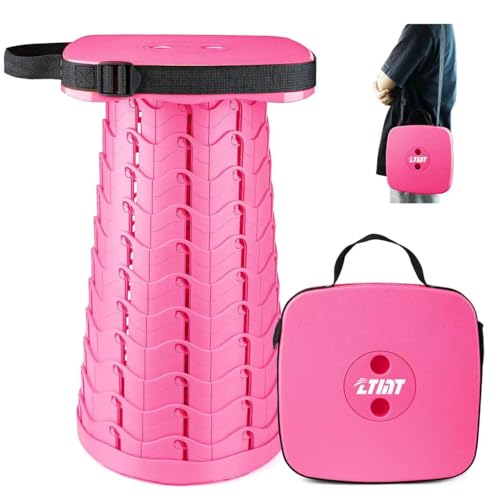 Upgraded Folding Stool - 485lbs Load Capacity,Telescopic Stool,Portable Collapsible Seat for Camping,Fishing,Hiking,Travel (Square-Pink) - color: Pink