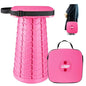 Upgraded Folding Stool - 485lbs Load Capacity,Telescopic Stool,Portable Collapsible Seat for Camping,Fishing,Hiking,Travel (Square-Pink) - color: Pink
