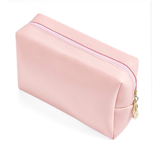 Sohynca PU Leather Cosmetic Bag for Women Minimalism Makeup Bag for Daily Use Portable Storage Purse Small Neat Cosmetic Pouch Water-resistant Toiletry Bag for Travel (Rose Pink) - color: Rose Pink