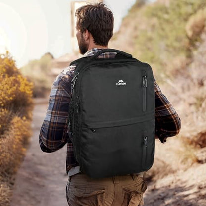 MATEIN Travel Laptop Backpack, Flight Approved Carry on Backpack with Shoe Compartment, Large Personal Item Bag Fits 15.6 inch Laptop, Water Resistant Luggage Overnight Weekender Bag, Black - color: Black, size: Large