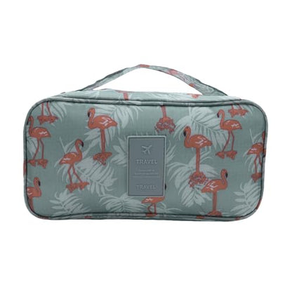 Bra Underwear Storage Bag Portable Multi-Functional Travel Organizers Pouch Case Packing Cube Cosmetic Bag,Blue Flamingo - color: Blue Flamingo