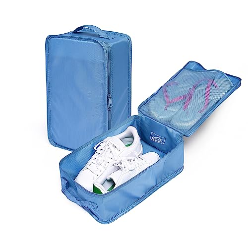 Travel Shoe Bags, Foldable Waterproof Shoe Pouches Organizer-Double Layer (8 Seablue Shoe Bags) - color: Sea Blue, size: 8 Packs