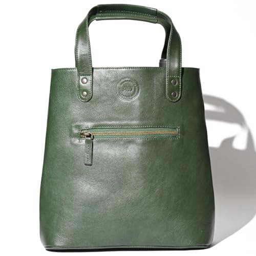 Premium Collection Genuine Leather Two-bottle Wine Tote | Luxury & Style Bag | Ideal Gift | Women and Men - color: Green