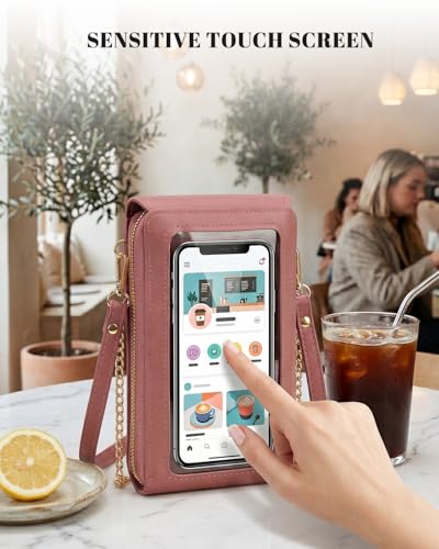 2026 Small Touchscreen Phone Crossbody Bag for Women,Anti-Theft Leather Messenger Bag Rfid Block Mobile Phone Purse - color: Red