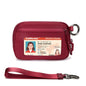 Keychain Wallet for Women Mini Zip Card Holder with ID Window Coin Purse Detachable Wristlet Small Wallets Burgundy - color: Burgundy