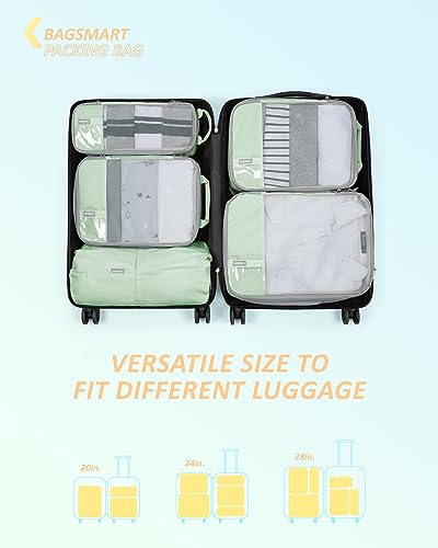 BAGSMART 6 Set /4 Set/2 Set Compression Packing Cubes for Travel, Lightweight Luggage Organizer Bags, Durable Space Saver Bags Travel Essentials - color: Lime Cream, size: Set of 6