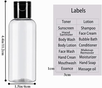 DNSEN 5 Pack 3.4 oz Travel Size Bottles for Toiletries TSA Approved Leak Proof Empty Refillable Liquid Containers with Labels