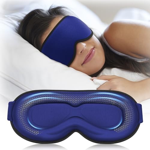 Weighted Blackout Sleep Mask, 3D Contoured Zero Eye Pressure, Lash-Friendly Deep Eye Cups, Adjustable Slide Buckle Strap, Spring Break & Beach Vacation Essential, Summer Travel Sleep Mask (Navy Blue) - color: Navy Blue