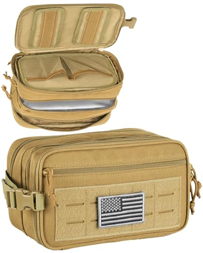 DBTAC Tactical Toiletry Bag w/Electronic Organizer Compartment | Dry/Wet Separate Hygiene Bag, Expanded Travel Dopp Kit Shaving Kit Travel shower Bag for Men (Brown) - color: Elite Brown