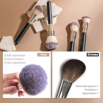 BS-MALL Soft Professional Makeup Brush Set - 4 Pcs Travel-friendly Brushes Including Foundation Brush for Liquid Makeup, Powder Brush & Blush Brush,Daily use (Black Silver) - color: Black Silver