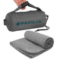 PAVILIA Travel Blanket Airplane Compact with Bag, Lightweight Soft Fleece Plane Blanket Long Flights, Camping Road Trips, Packable Travel Gift Essentials with Luggage Backpack Strap, 65x40, Gray - color: Gray