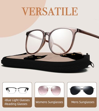 Sunglasses Case Soft Glasses Cases for Women Pouch Eyeglass Bag Eye Glass Kids Girls Sun Glasses Cute Kawaii - color: Three Cat