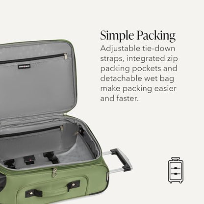 SWISSGEAR Sion Softside Expandable Spinner Luggage Durable Lightweight Travel Suitcase, Evergreen, 3-Piece Set (Carry-On/Medium/Large) - color: Evergreen, size: 3-Piece Set (Carry-On/Medium/Large)