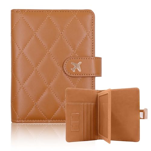 Melsbrinna Rfid Passport Holder for Travel women/Men, Cute Passport Wallet Rfid Blocking Card Slots, Rfid Passport Cover/CaseTravel Wallet, Passport Book Holder (1, LG BROWN) - color: LG BROWN